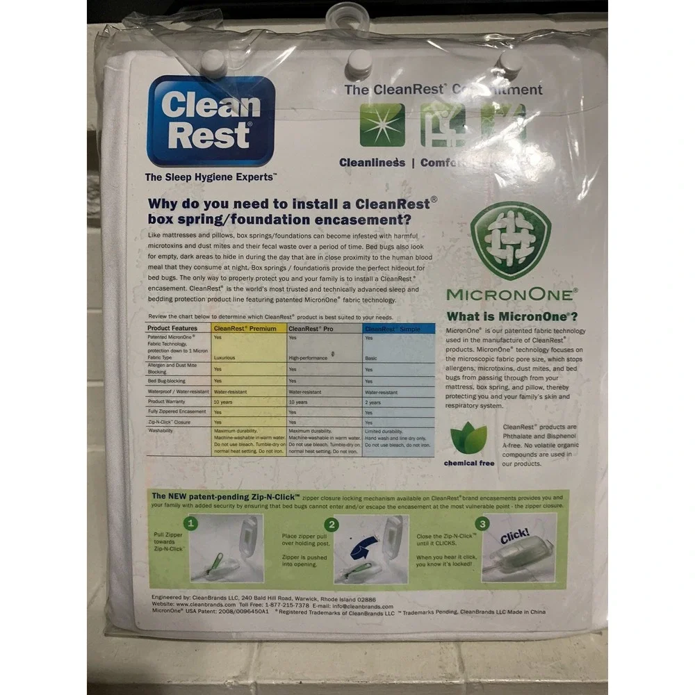 FULL Cleanrest Waterproof Bed Bug Blocking‎ Pro Box Spring Encasement